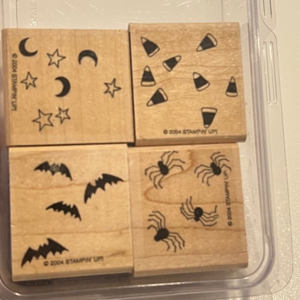 Halloween Stamp Set Stampin Up! 2004 Stamps With Spiders Bats Candy Corn & Stars